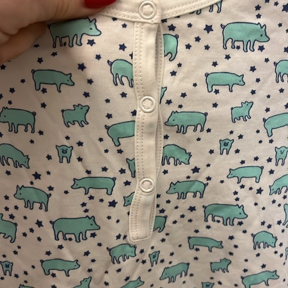 Roller Rabbit x Tommy’s Folly Pajamas Pigs Size Small Two-Piece Green & White - Picture 6 of 12